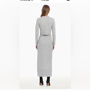 Mink Angora Merino Wool Gray Maxi Pencil Skirt Set Made in Italy